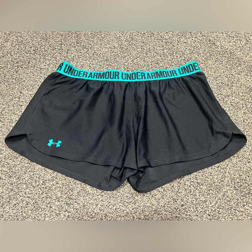 Under Armour Black Shorts with Teal Highlights